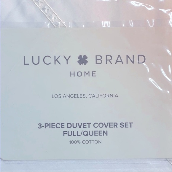 {NIP} LUCKY BRAND White 100% Cotton Diamond Stitch 3 Piece Comforter Set - Picture 13 of 16
